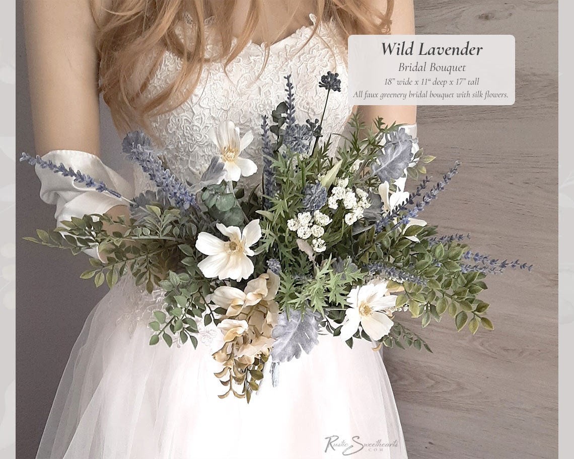 Wild Lavender Wedding Flowers | Bridal Bouquet Faux Lavender Wispy