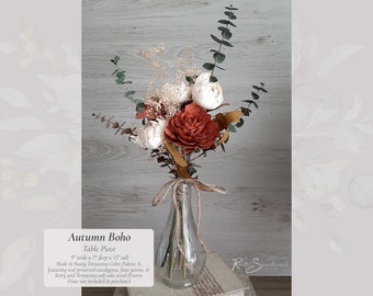 Autumn Boho Wedding Flowers | Rusty Terracotta Soft Sola Wood Floral Decor Bridal Bouquet Bridesmaid Groom Groomsmen Gift Bohemian Farmhouse