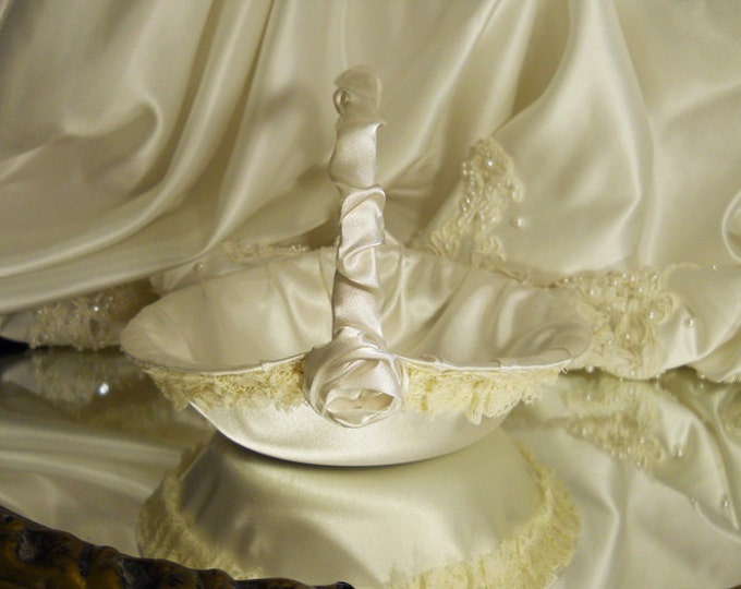 Ivory Satin Flower Girl Basket Handmade of Ivory Satin and Etsy