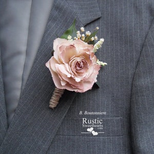 Cottage Rose Sola Flower Corsages, Boutonnieres & Hair Clips Colors: Cameo / Light Dusty Rose Boutonniere B