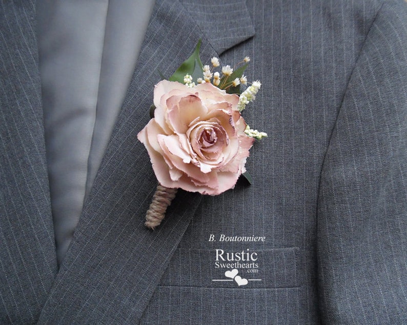 Cottage Rose Sola Flower Corsages, Boutonnieres & Hair Clips Colors: Cameo / Light Dusty Rose Boutonniere B