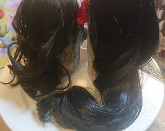 Madhuri Gopi's Wig Custom handmade for Sri Radha  Sri Krishna,  soft wave, head circumference 7 in ea., 17 & 8 1/2 in long. #49