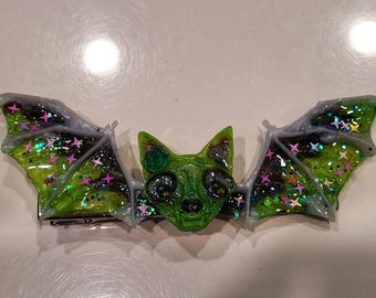 Pinza para el pelo de murciélago estrellado verde