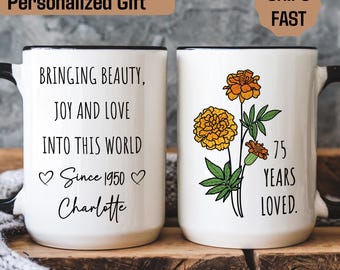 Personalized 75th Birthday Mug, Custom 75th Birthday Mug for Grandma, 75th Birthday Gifts,Personalized Mimi Gigi Gift, Birthday Mug Gift