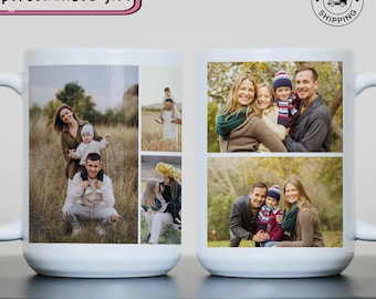 Photo Collage Mug With Text, Personalized Mug, Custom Photo Mug, Photo Mug,  Picture Mug, Custom Picture And Text Mug, Picture Collage