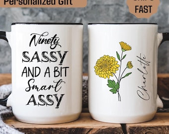 Personalized Funny 90th Birthday Mug, Custom 90th Birthday Mug for Grandma, 90th Birthday Gifts, Ninety Birthday Gifts, Mimi Gigi Mug Gift