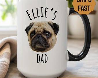 Custom Dog Face Mug with Name, Personalized Dog Picture Mug, Dog Coffee Mug Gift for Dad, Funny Mug, Dog Photo Mug, Dog Dad Gift, Pet Mug