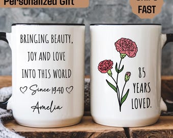 Custom 85th Birthday Mug, Personalized 85th Birthday Mug for Grandma, 85th Birthday Gifts, Personalized Mimi Gigi Gift, Birthday Mug Gift