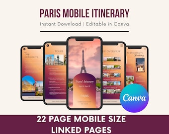 Modello di pianificatore di viaggio modificabile: itinerario mobile, compatibile con Canva per la pianificazione delle vacanze, download digitale
