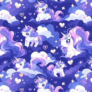Cute Unicorn Fabric-Colorful Rainbow Pure Cotton Fabric-Buy By Half Yard