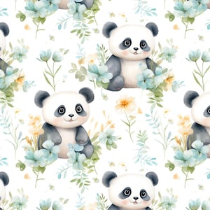 Aquarell Panda Stoff-Kawaii Panda aus reiner Baumwolle Stoff-kaufen von einem halben Hof
