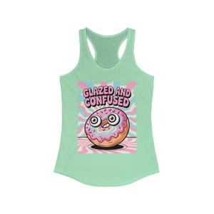 Glazed and Confused Women&#39;s Racerback Tank - Fun Summer Shirt, Perfect for Donut Lovers, Gifts, Casual Wear, Birthday Party