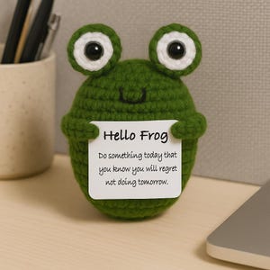 Animaux amusants au crochet - Peluche à énergie positive avec carte de citations - Cadeau de décoration de chambre fait main - Jolie décoration de Noël