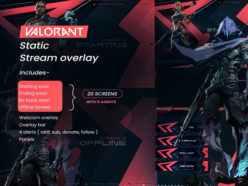 Static Valorant themed Stream overlay image 2