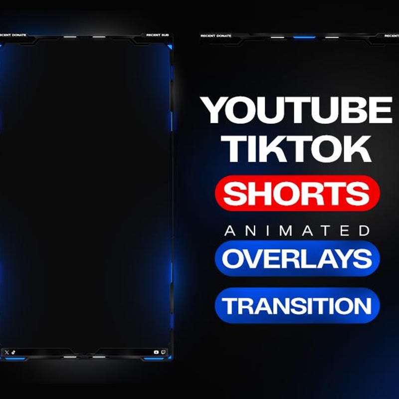 Animated Youtube, Tikok shorts Stream overlay package