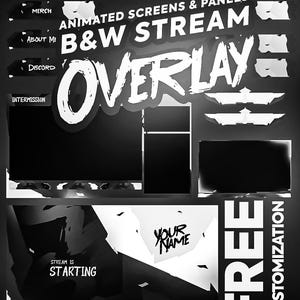Schwarz-Weiß-Reinigungslauf-Überlagerung | Twitch Overlay