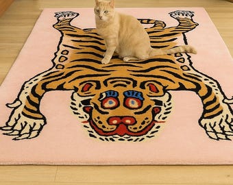 Authentic Tibetan Tiger Rug Carpet - Rectangle Shape