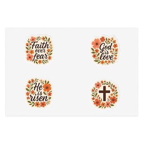 Christian Sticker Sheets - Bible Verses Floral Design for God & Jesus, Religious Stickers, Faith Stickers, Christian Scrapbook Stickers,