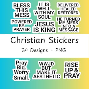 Christliche Aufkleber bündeln | Digitaler Download | Druckbar | Sticker Paket
