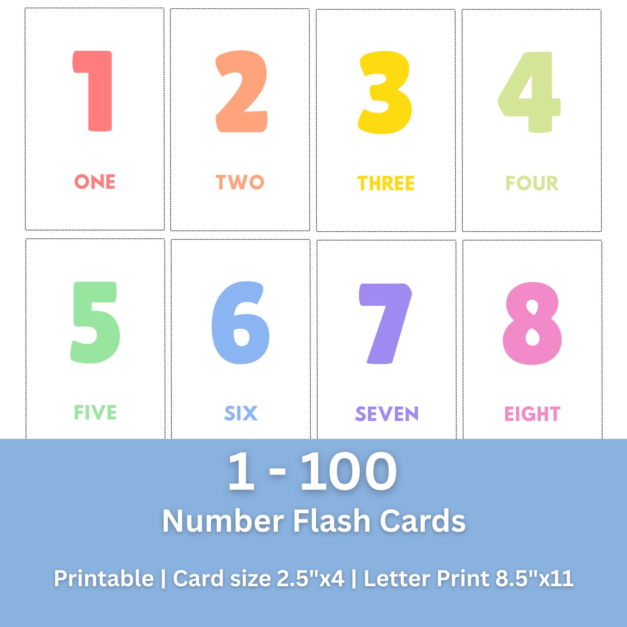 1-100 Number Flashcards Printable – Kids Math Learning - Digital - Etsy