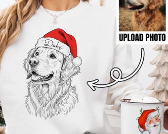 Custom Santa Paws Sweatshirt, Personalized Dog Photo Sweatshirt, Customized Pet Portrait Shirt, Christmas Holiday Pet Shirt, Dog Lover Gift