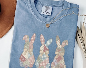 Comfort Colors® Osterhasen Shirt, Frühling Shirt, Oster Shirt für Frauen, Kaninchen Shirt, süßes Häschen T-Shirt, Kinder Ostern Outfit, Ostergeschenk