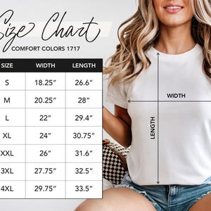 Comfort Colors 1717 T-Shirt Size Chart Poster, Unisex Sizing Guide, Apparel Measurement Chart, Wall Decor, Instant Download