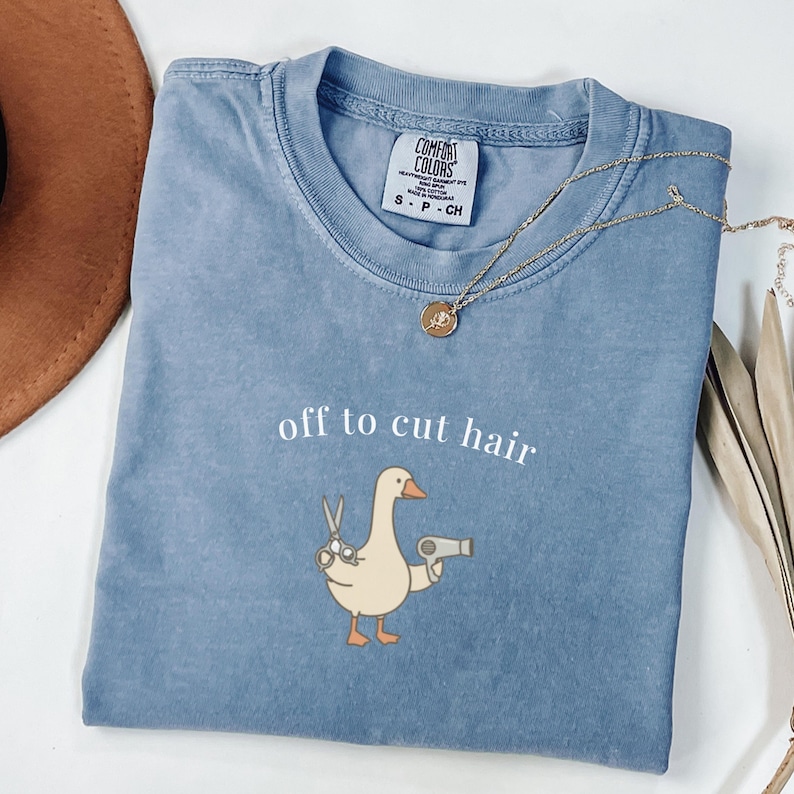 Funny Hairdresser Duck Shirt, Off to Cut Hair Stylist Tee, Cute Goose Barber Gift, Hair Salon Crewneck, Humorous Animal Shirt, Cosmetologist