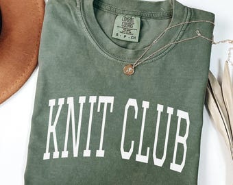 Comfort Colors® ニットクラブシャツ、編み物シャツ、編み物ギフトシャツ、糸愛好家シャツ、編み物シャツ、編み物グループシャツ、編み物サークル