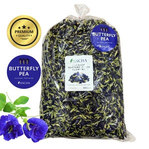 2.2lbs/1kg Butterfly Pea Flower Bulk | Clitoria Ternatea | Single-Origin from Thailand | ANCHA Brand | Natural Herbal Tea