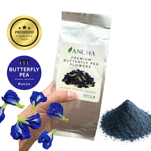 Polvo de guisante mariposa a granel (1 kg) / Clitoria ternatea / Origen único de Tailandia / Marca ANCHA / Té de hierbas natural