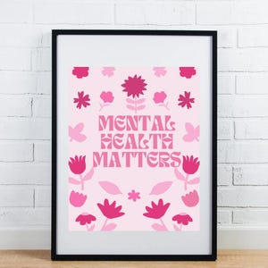Póster "Cuestiona la salud mental", arte mural inspirador, decoración para el autocuidado, regalo para concienciar sobre la salud mental, decoración para la oficina del terapeuta