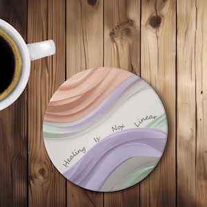 Healing Is Not Linear Ceramic Coaster, Therapist Office Decor, Inspirational Gift, Mental Health Awareness, Self-Care Coaster, Positive
