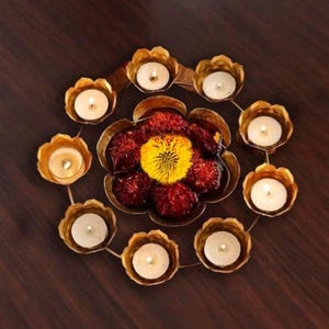 Urli Bowl Diya Shape Flower Decorative Tealight for Home Diwali Handcrafted Bowl for Floating Flowers and Tea Light Candles Home |12 inch