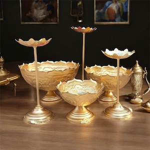 Taj Bowl Hammered Urli Candle Stand with Floating Diya | Urli for Home Decor and Festival Decor Urli Show Piece for Floating Flowers