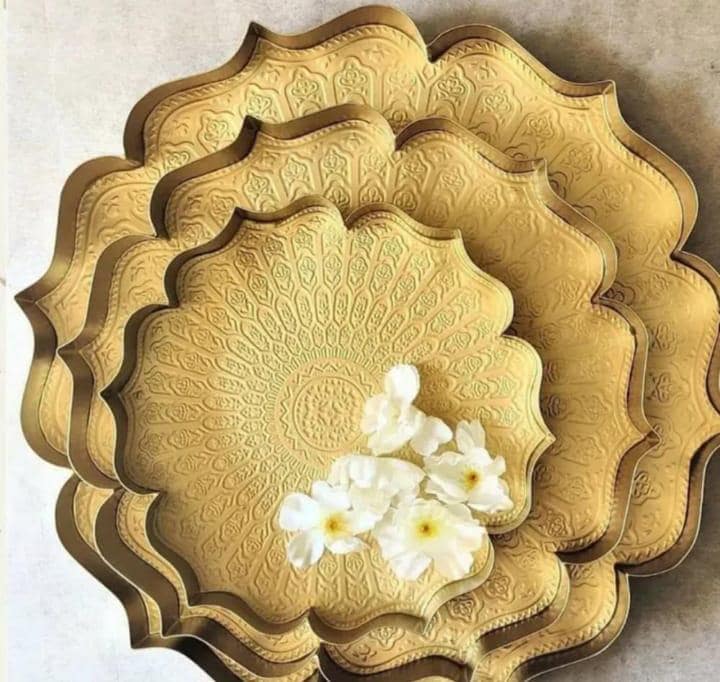 Gold Finish Lotus Urli Set