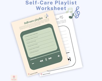 Self-care playlist worksheet | Coping skills & self-regulation | OT worksheet | Music Therapy for teens and adults