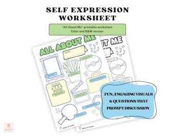 All About Me Worksheet – Self-Reflection Activity for Therapy, Groups, or Personal Use (PDF)