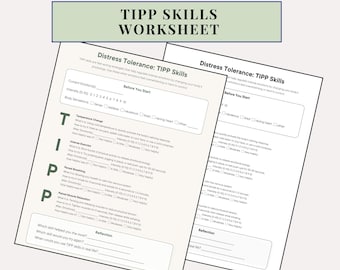TIPP Skills Worksheet | dbt Distress Tolerance Printable | Occupational Therapy Mental Health Resource