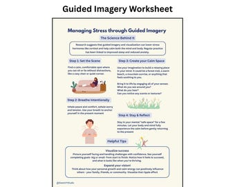 Guided Imagery Worksheet | Stress Management Handout | Mental Health OT Resource | Calm Space Visualization | Printable Coping Skills Tool