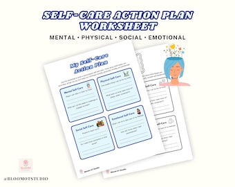 Self-Care Action Plan Worksheet – Mental Health Printable for Kids, Teens & Adults | OT, Counseling, SEL Tool