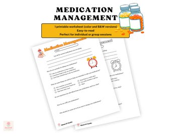 Medication Management Worksheet | Mental Health Printable PDF | Medication Reminder |OT Worksheet