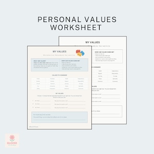 Values worksheet | Values exploration and clarification | Mental Health OT | Psychosocial Group | Self-reflection PDF