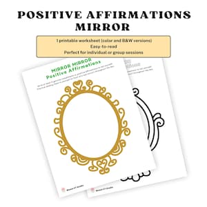 Mirror Affirmation Worksheet | Self-Esteem Activity | Positive Self-Talk PDF | Mental Health Printable for Kids & Adults