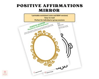 Mirror Affirmation Worksheet | Self-Esteem Activity | Positive Self-Talk PDF | Mental Health Printable for Kids & Adults