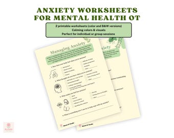 Anxiety Management Worksheet | Mental Health and Counseling Resource | Printable