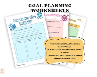 Printable Goal Planning Worksheets | Mental Health & OT Tools | Weekly, Monthly, Long-Term Goal Setting for Teens and Adults | PDF Download
