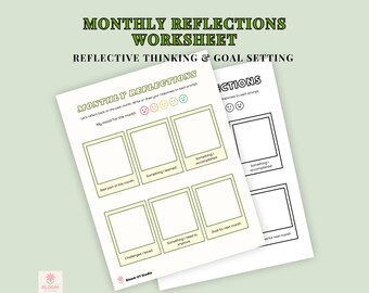 Monthly Reflection Worksheet | Therapy & SEL Activity | Mindfulness Journal Prompt | Printable PDF
