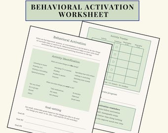 Behavioral Activation Worksheet PDF | OT Mental Health Resource for Depression and Anxiety | Daily Routine | Goal Setting