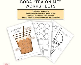 Boba Tea on Me coping skills worksheet | Mental Health OT | SEL worksheet